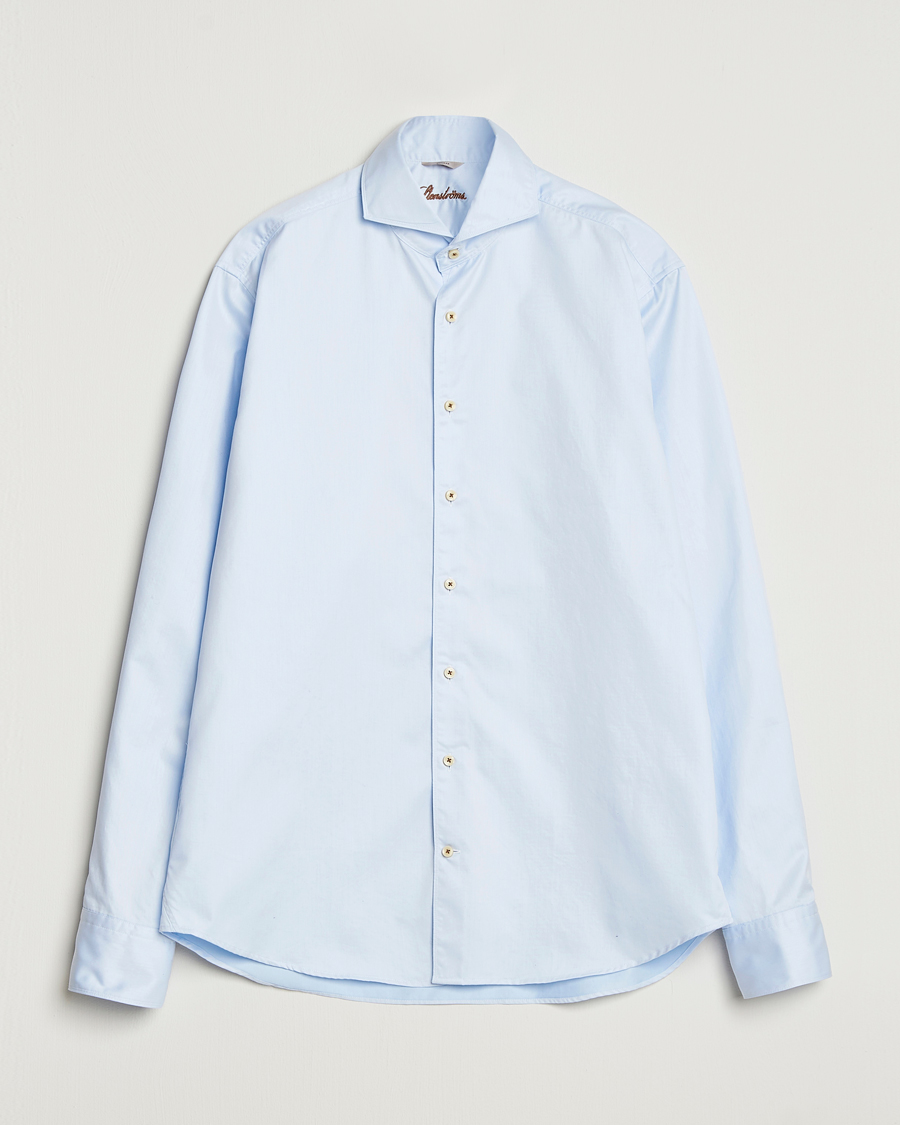 Herre | Skjorter | Stenströms | Regular Fit Washed Cotton Plain Shirt Light Blue