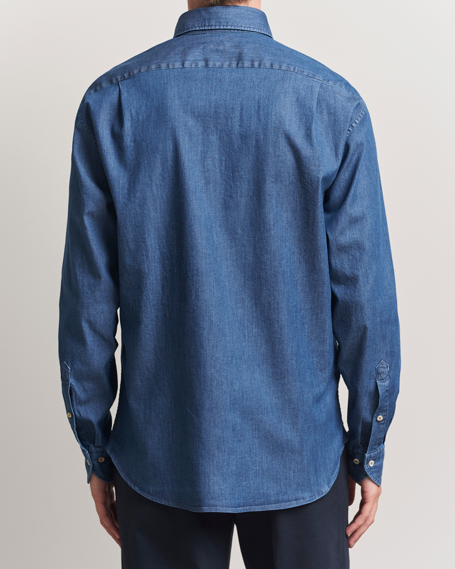 Herre | Skjorter | Stenströms | Regular Fit Button Down Garment Washed Shirt Denim