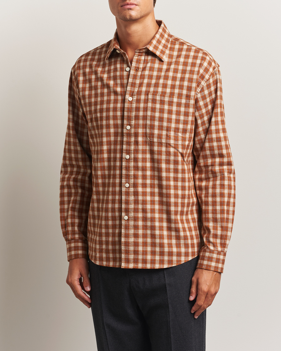 Herre | Skjorter | NN07 | Deon Flannel Checked Shirt Light Brown