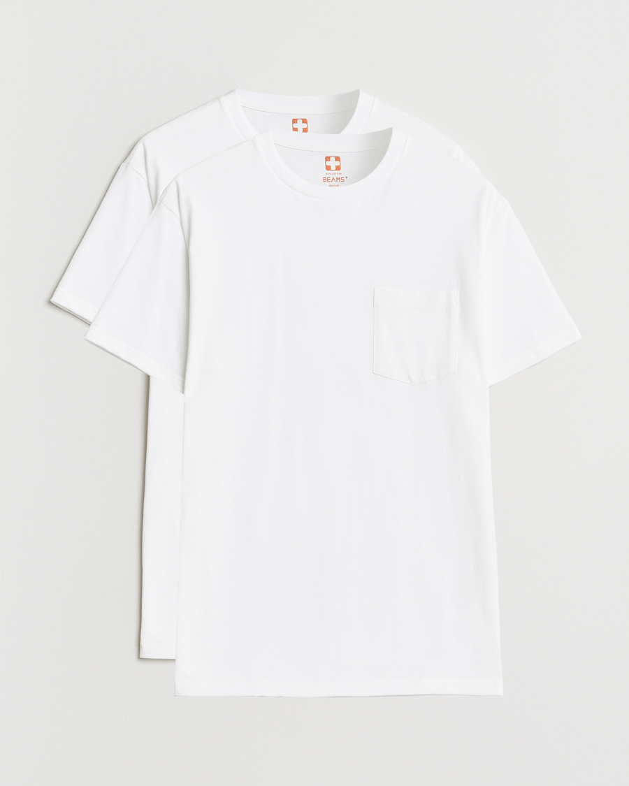 Herre | T-Shirts | BEAMS PLUS | 2-Pack Pocket T-Shirt White