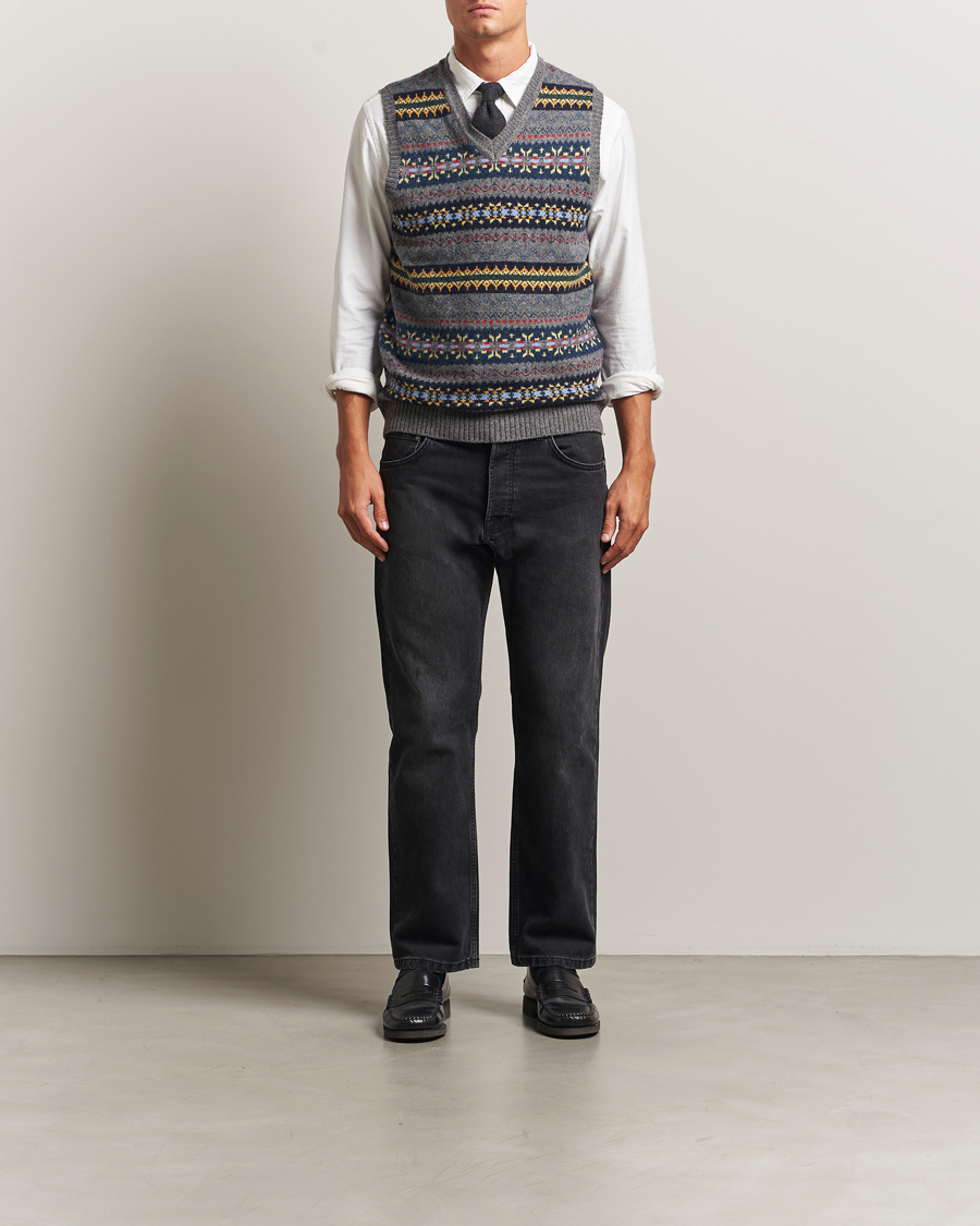 Herre | Trøjer | BEAMS PLUS | Fairisle Knit Vest Grey