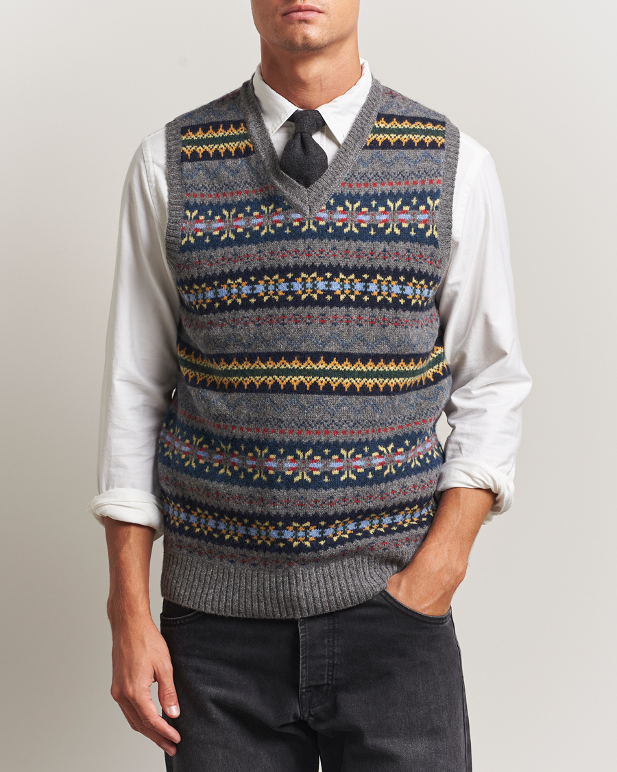 Herre | Trøjer | BEAMS PLUS | Fairisle Knit Vest Grey