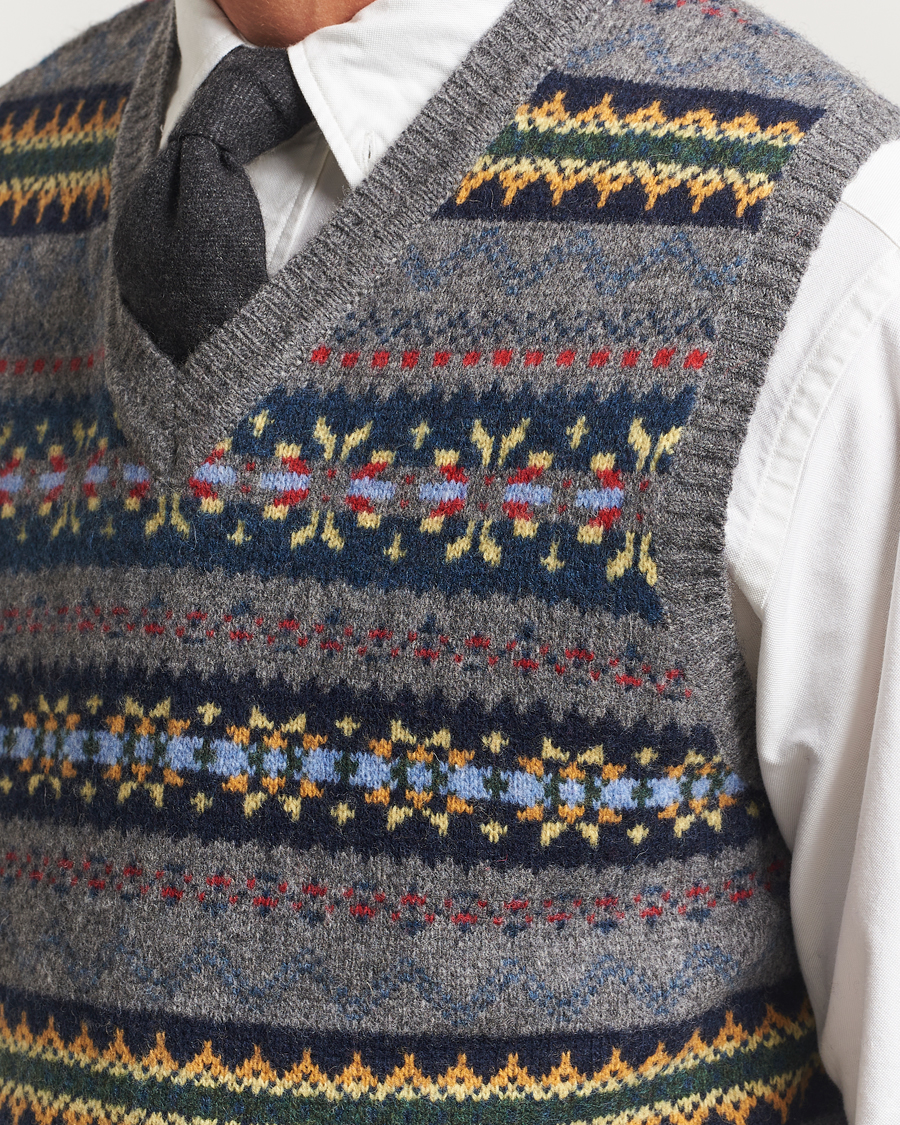 Herre | Trøjer | BEAMS PLUS | Fairisle Knit Vest Grey