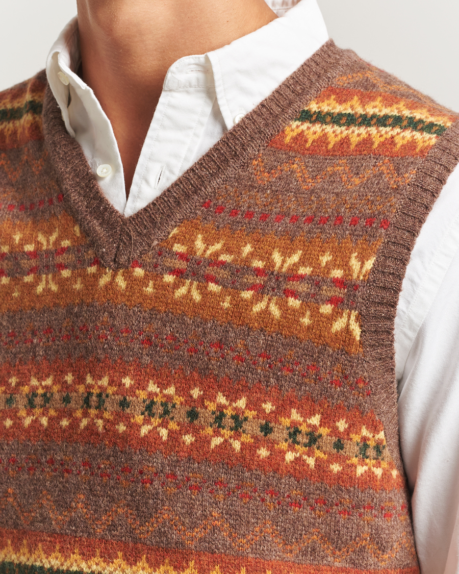 Herre | Trøjer | BEAMS PLUS | Fairisle Knit Vest Light Brown