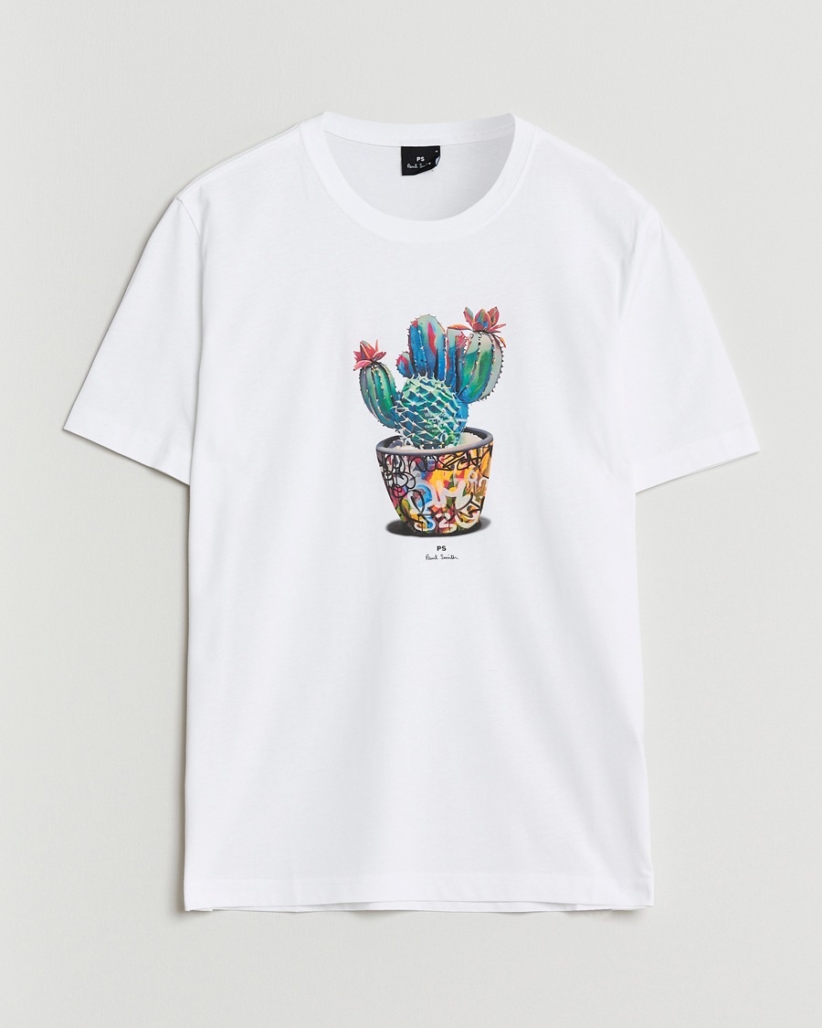 Herre | T-Shirts | PS Paul Smith | Cactus Crew Neck T-Shirt White