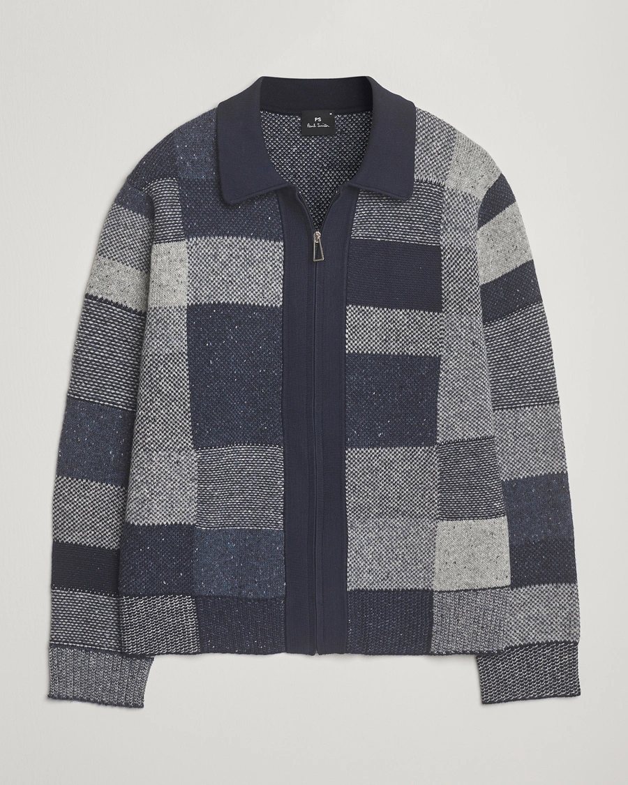 Herre | Trøjer | PS Paul Smith | Colourblocked Knitted Full Zip Blue Multi
