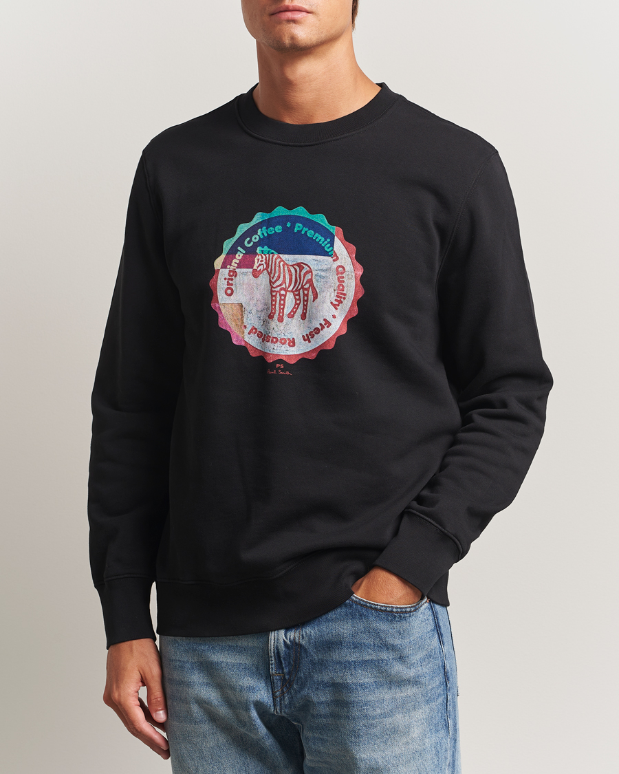 Herre | Trøjer | PS Paul Smith | Zebra Bottle Top Crew Neck Sweatshirt Black