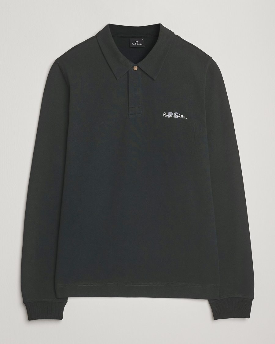 Herre | Trøjer | PS Paul Smith | Cotton Logo Rugby Sweater Dark Green
