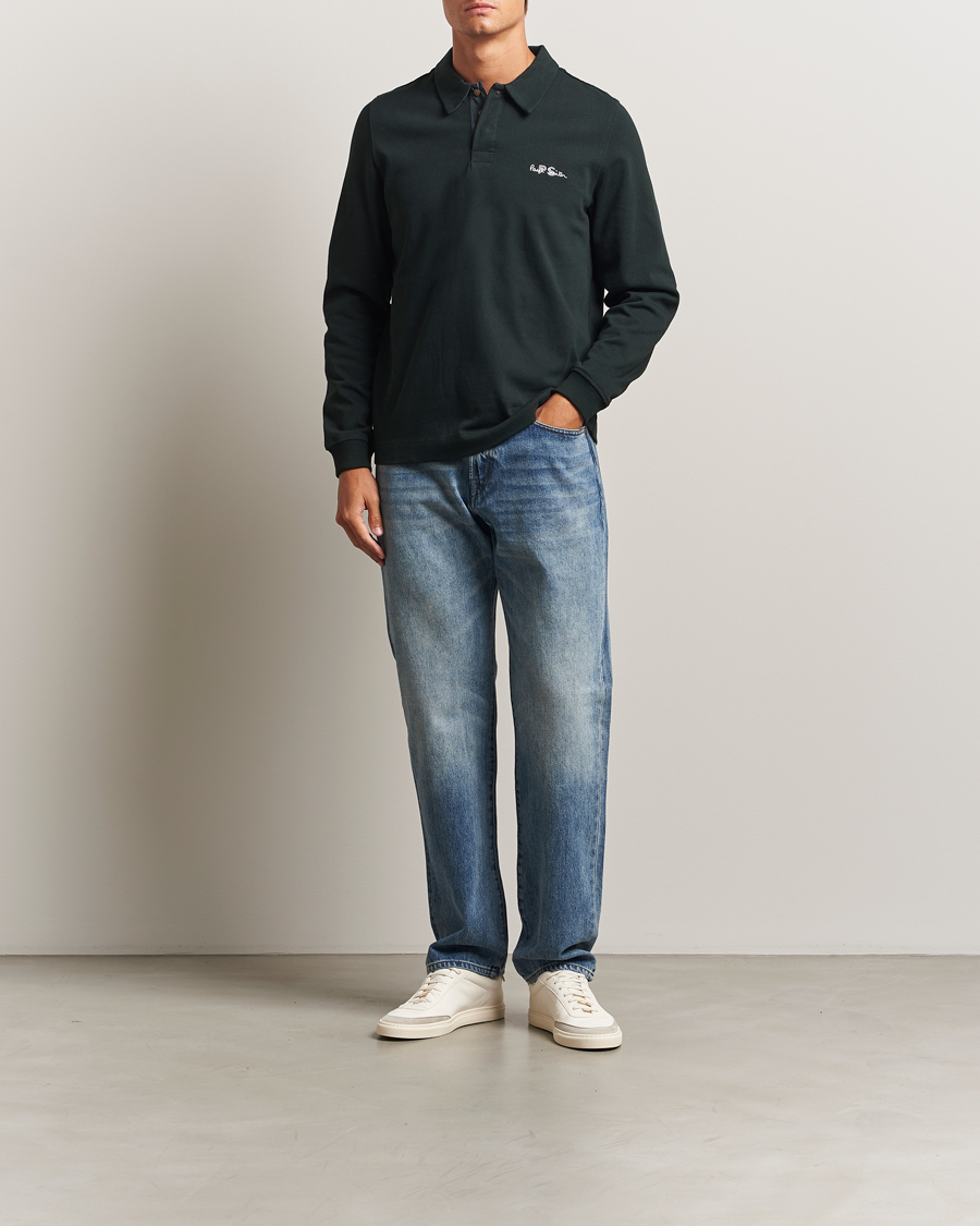Herre | Trøjer | PS Paul Smith | Cotton Logo Rugby Sweater Dark Green