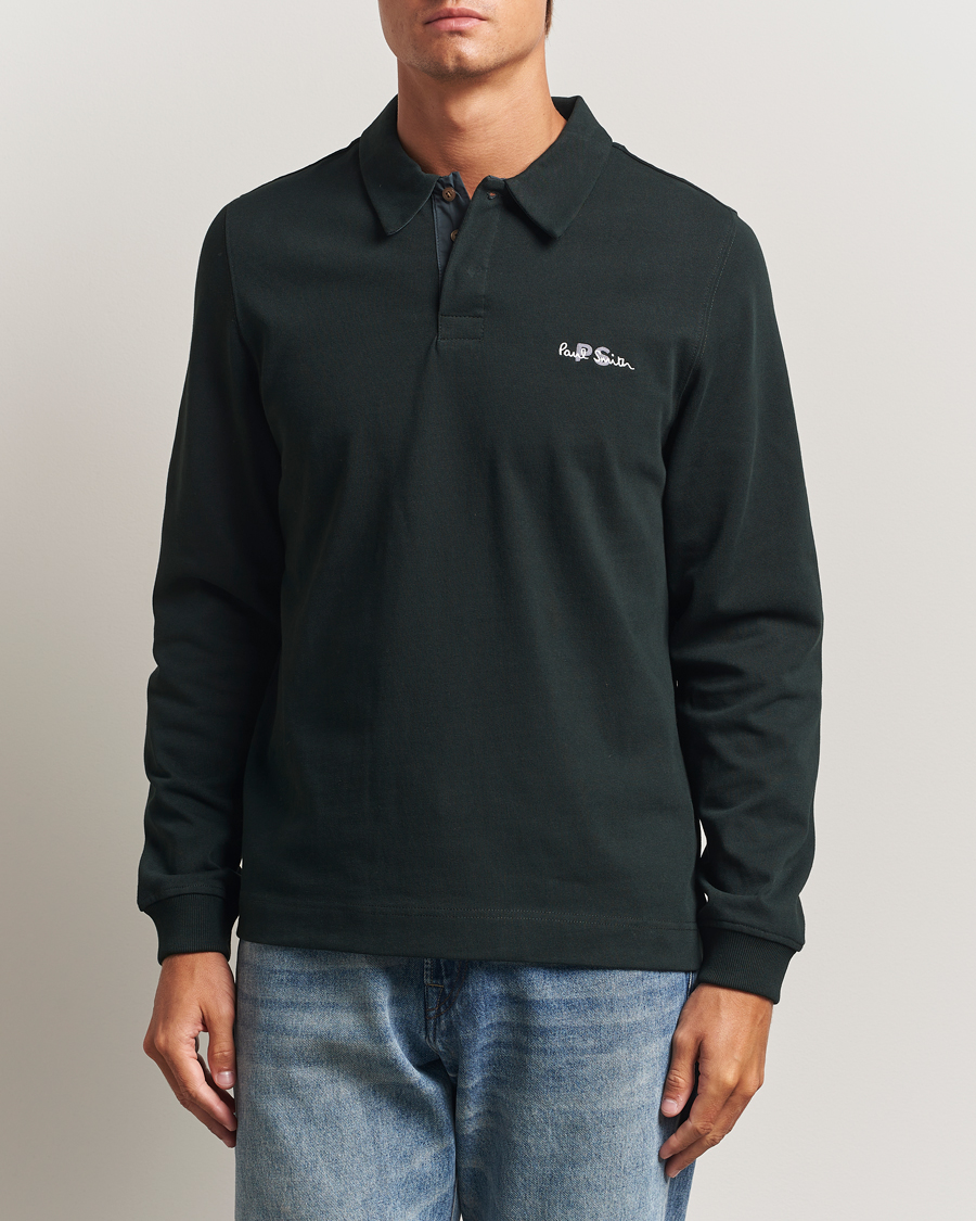 Herre | Trøjer | PS Paul Smith | Cotton Logo Rugby Sweater Dark Green