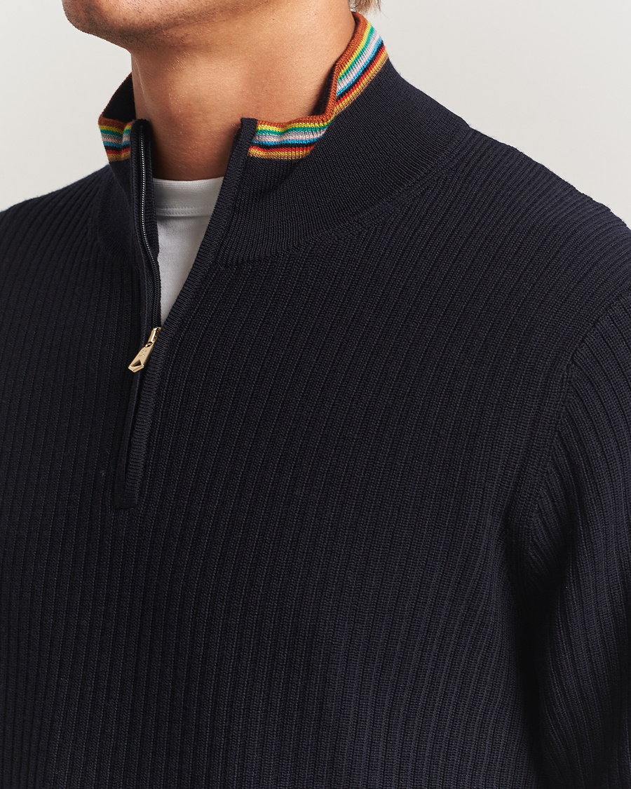 Herre | Trøjer | Paul Smith | Merino Rib Knitted Half Zip Navy