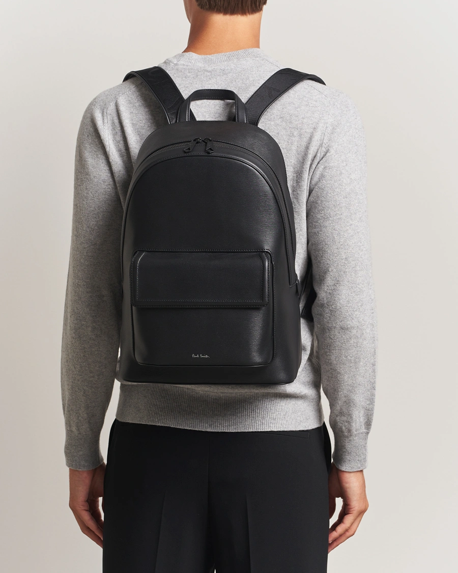 Herre | Tasker | Paul Smith | Leather Backpack Black