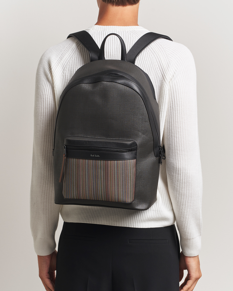Herre | Tasker | Paul Smith | Nylon Stripe Backpack Black Multi