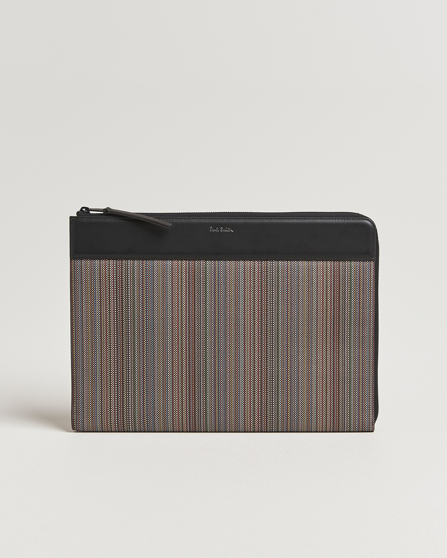 Herre | Tasker | Paul Smith | Nylon Stripe Document Case Black Multi
