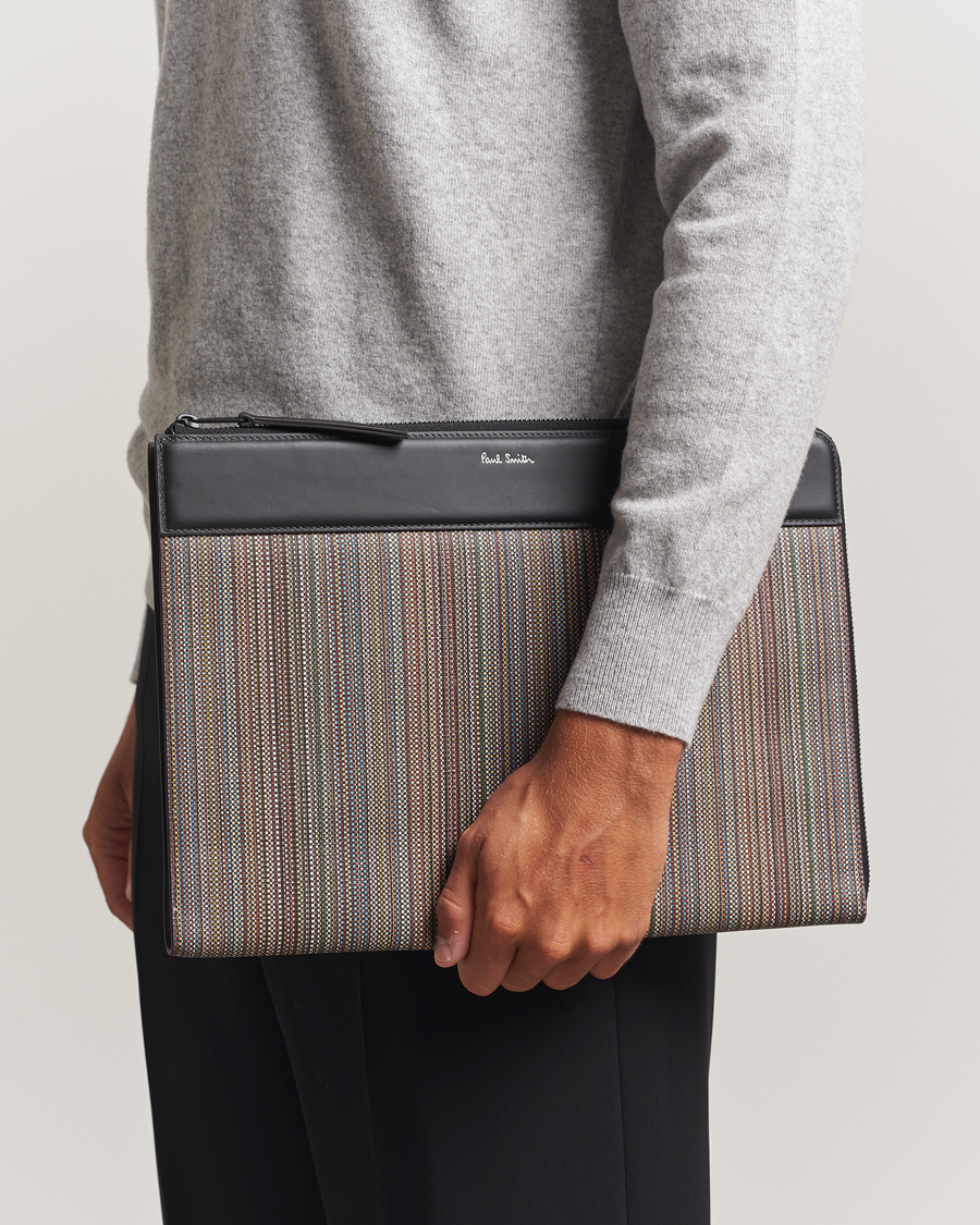 Herre | Paul Smith Nylon Stripe Document Case Black Multi | Paul Smith | Nylon Stripe Document Case Black Multi