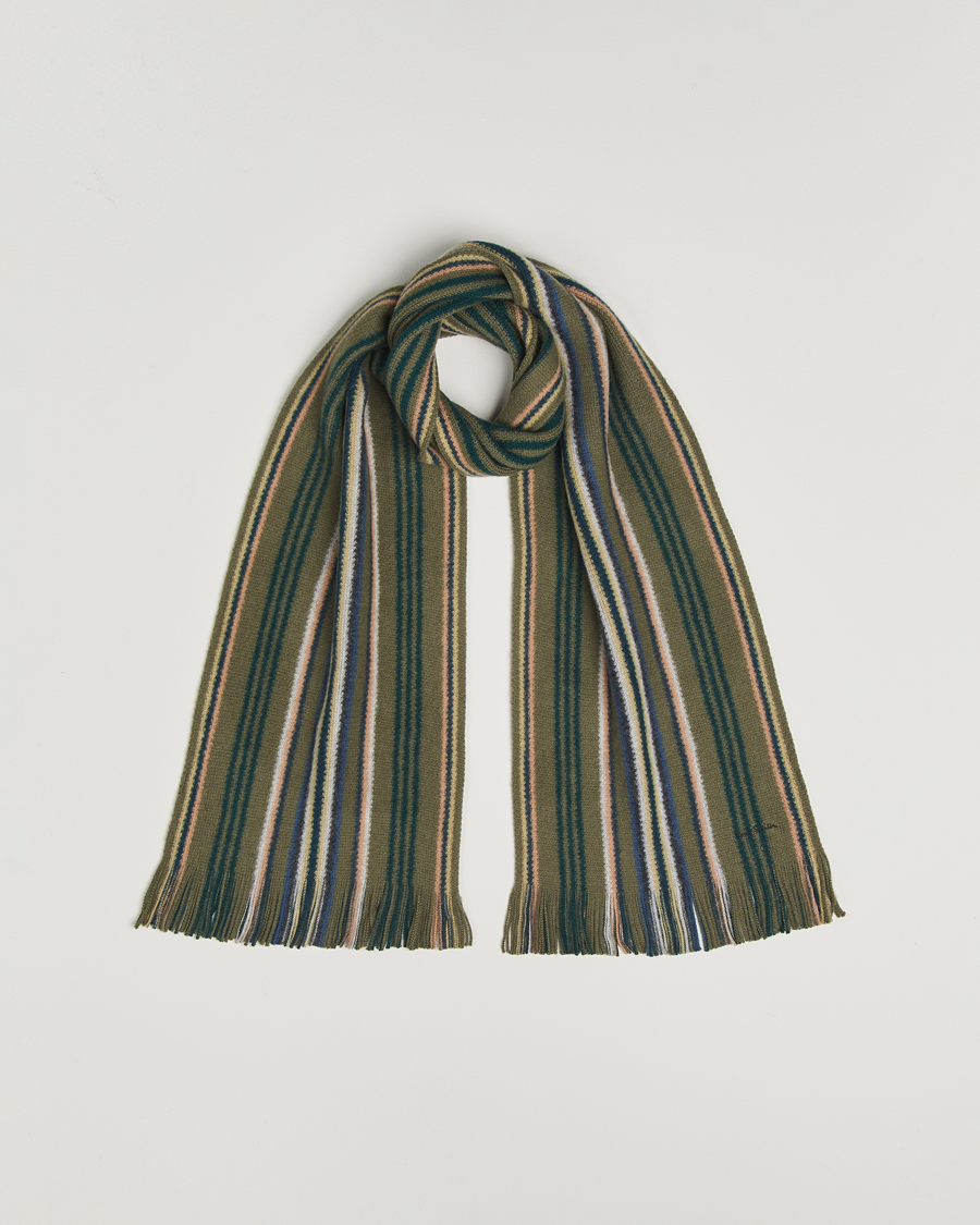 Herre | Halstørklæder | Paul Smith | Merino Wool Striped Scarf Green Multi