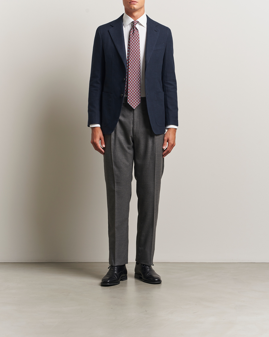 Herre | Blazere & jakker | Caruso | Aida Brushed Cotton Blazer Navy Check