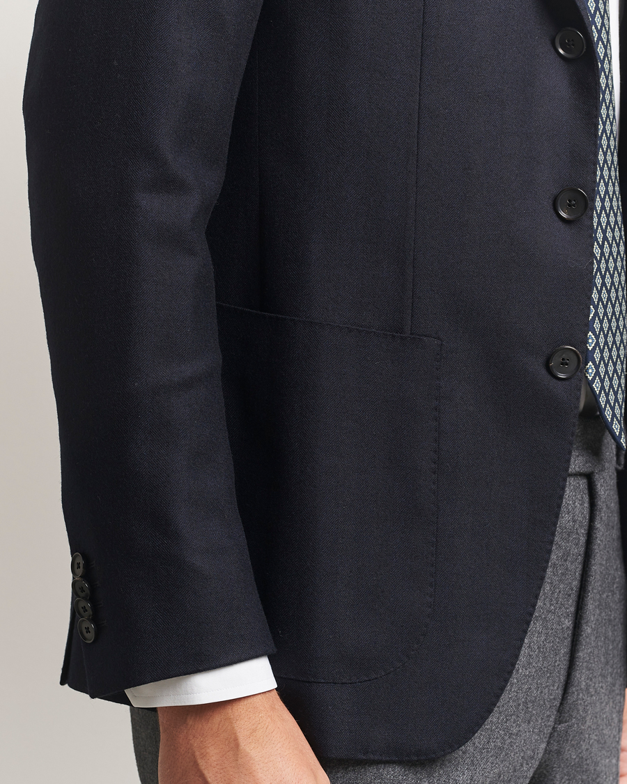 Herre | Blazere & jakker | Caruso | Aida Herringbone Wool Blazer Navy
