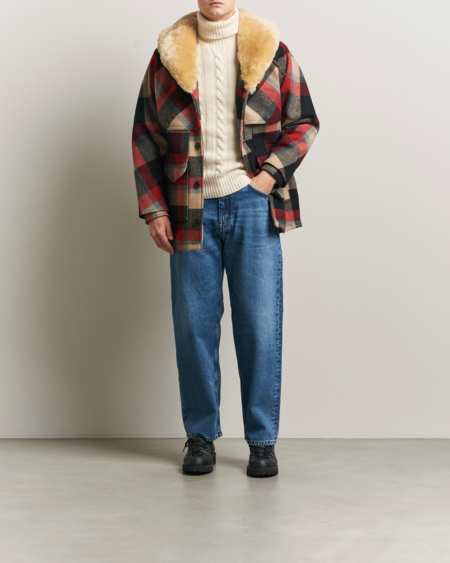 Herre | Jakker | Filson | Wool Lined Packer Coat Red/Cream/Blue Plaid