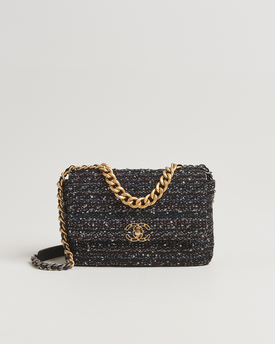 Herre | Pre-Owned & Vintage Bags | Chanel Pre-Owned | Chanel 19 Sequins Large Handbag Black