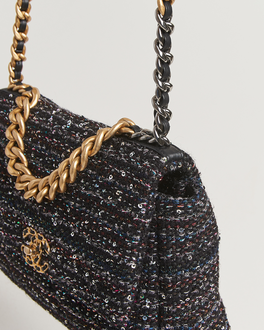 Herre | Pre-Owned & Vintage Bags | Chanel Pre-Owned | Chanel 19 Sequins Large Handbag Black