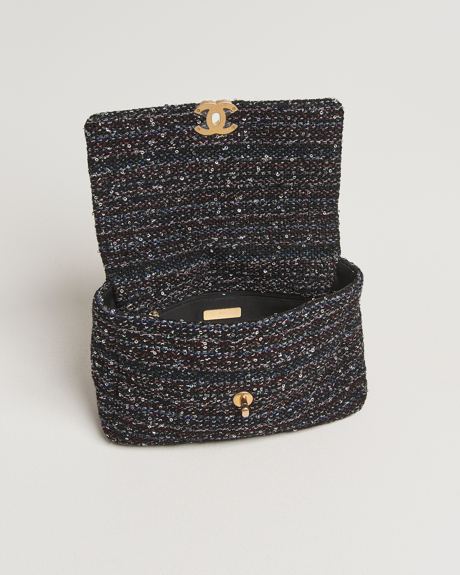 Herre | Pre-Owned & Vintage Bags | Chanel Pre-Owned | Chanel 19 Sequins Large Handbag Black
