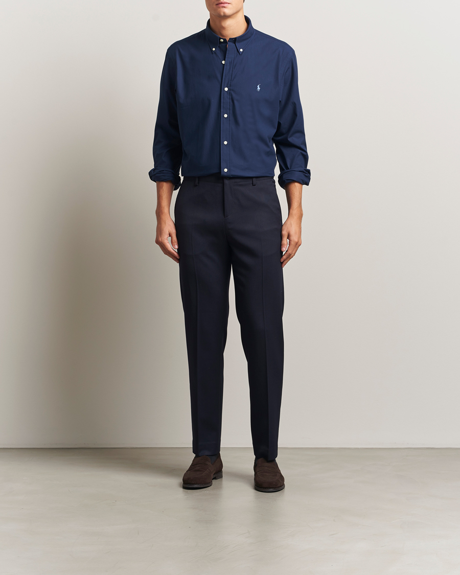 Herre | Skjorter | Polo Ralph Lauren | Custom Fit Stretch Poplin Shirt Newport Navy