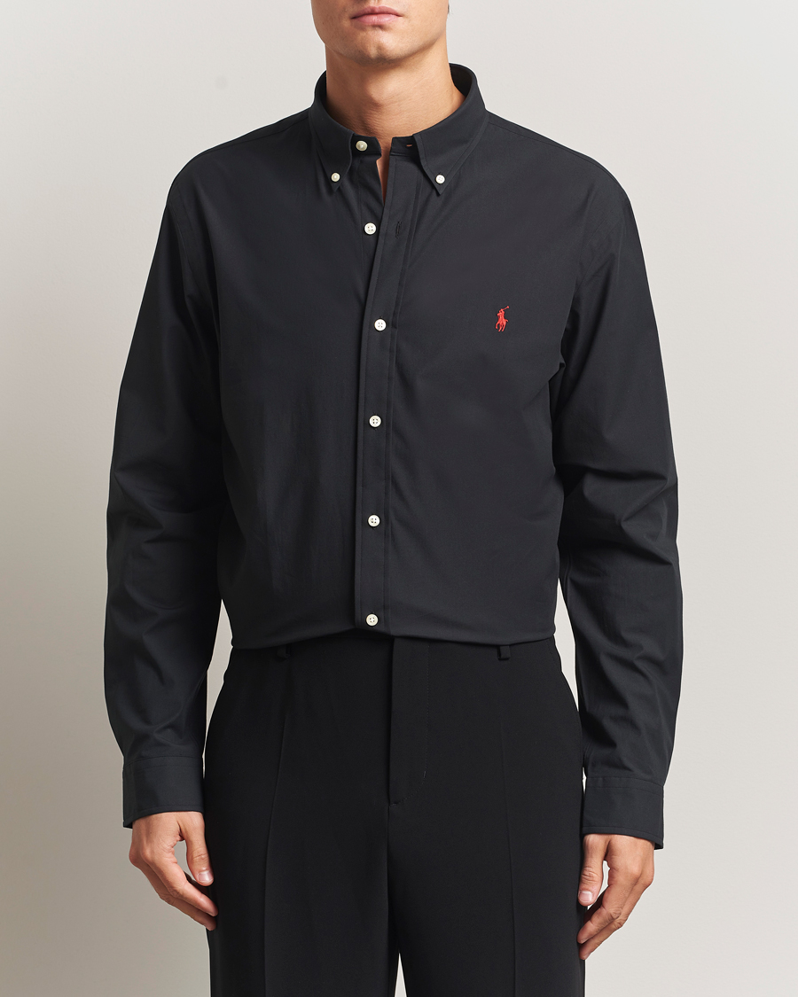 Herre | Skjorter | Polo Ralph Lauren | Custom Fit Stretch Poplin Shirt Polo Black