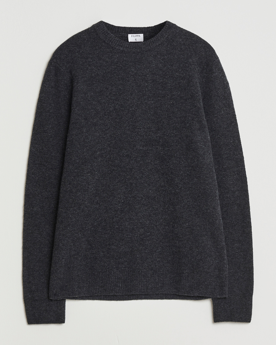 Herre | Trøjer | Filippa K | Yak Knitted Sweater Charcoal Melange