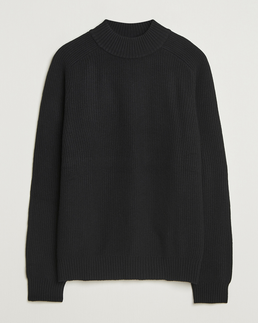 Herre | Trøjer | Filippa K | Ribbed Wool Mockneck Sweater Black