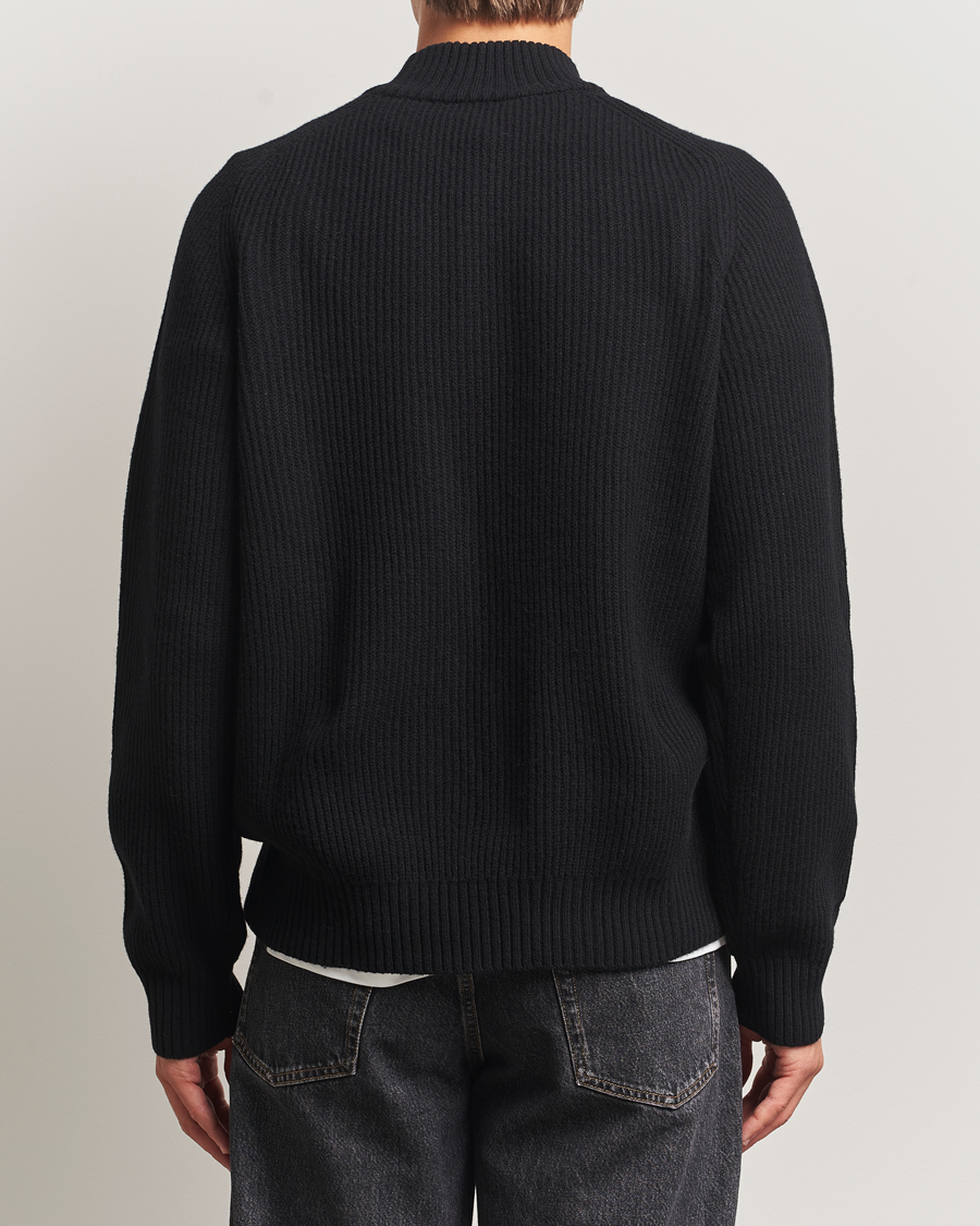 Herre | Trøjer | Filippa K | Ribbed Wool Mockneck Sweater Black