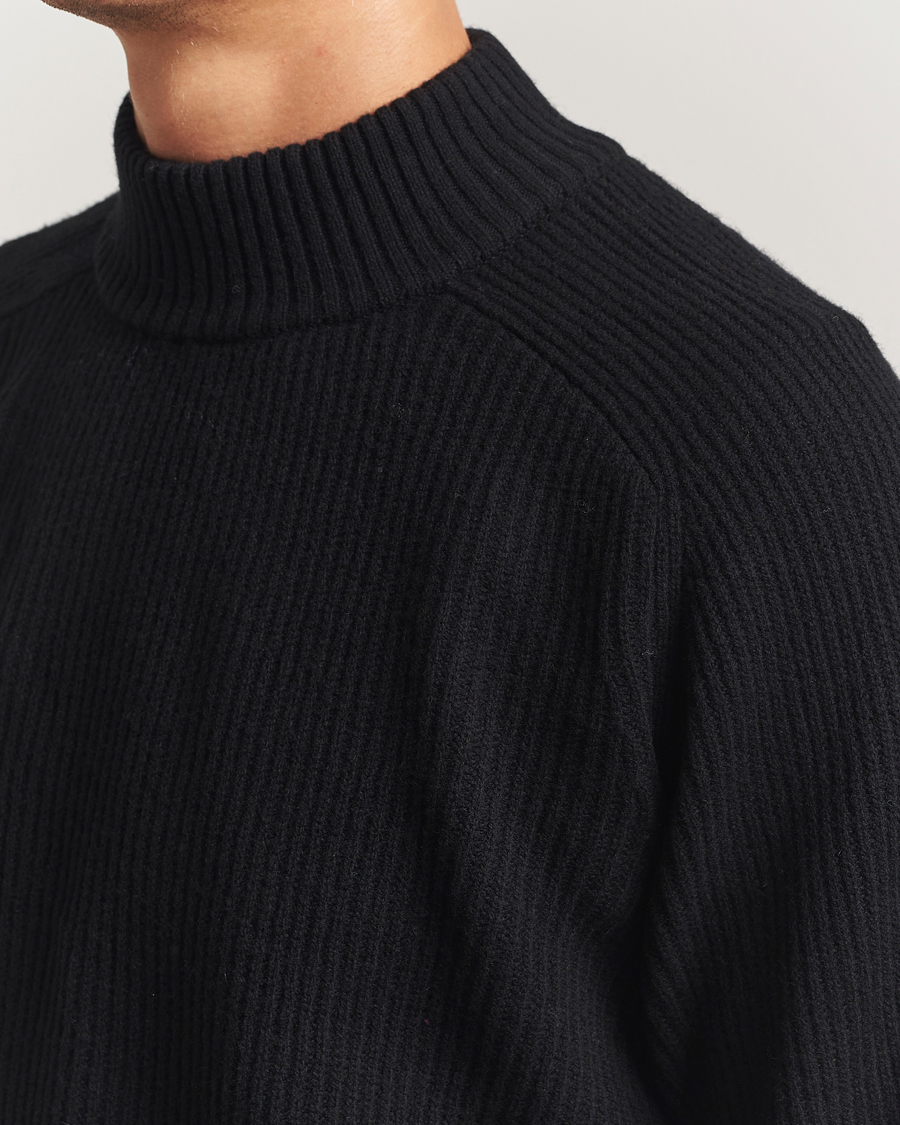 Herre | Trøjer | Filippa K | Ribbed Wool Mockneck Sweater Black