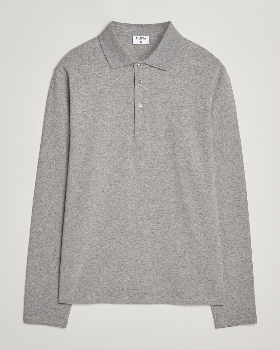 Herre | Polotrøjer | Filippa K | Luke Lycra Polo Shirt Mid Grey Melange