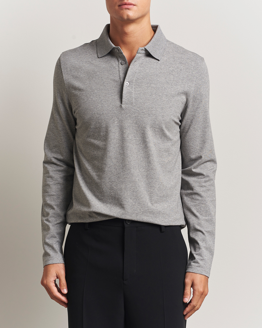 Herre | Polotrøjer | Filippa K | Luke Lycra Polo Shirt Mid Grey Melange