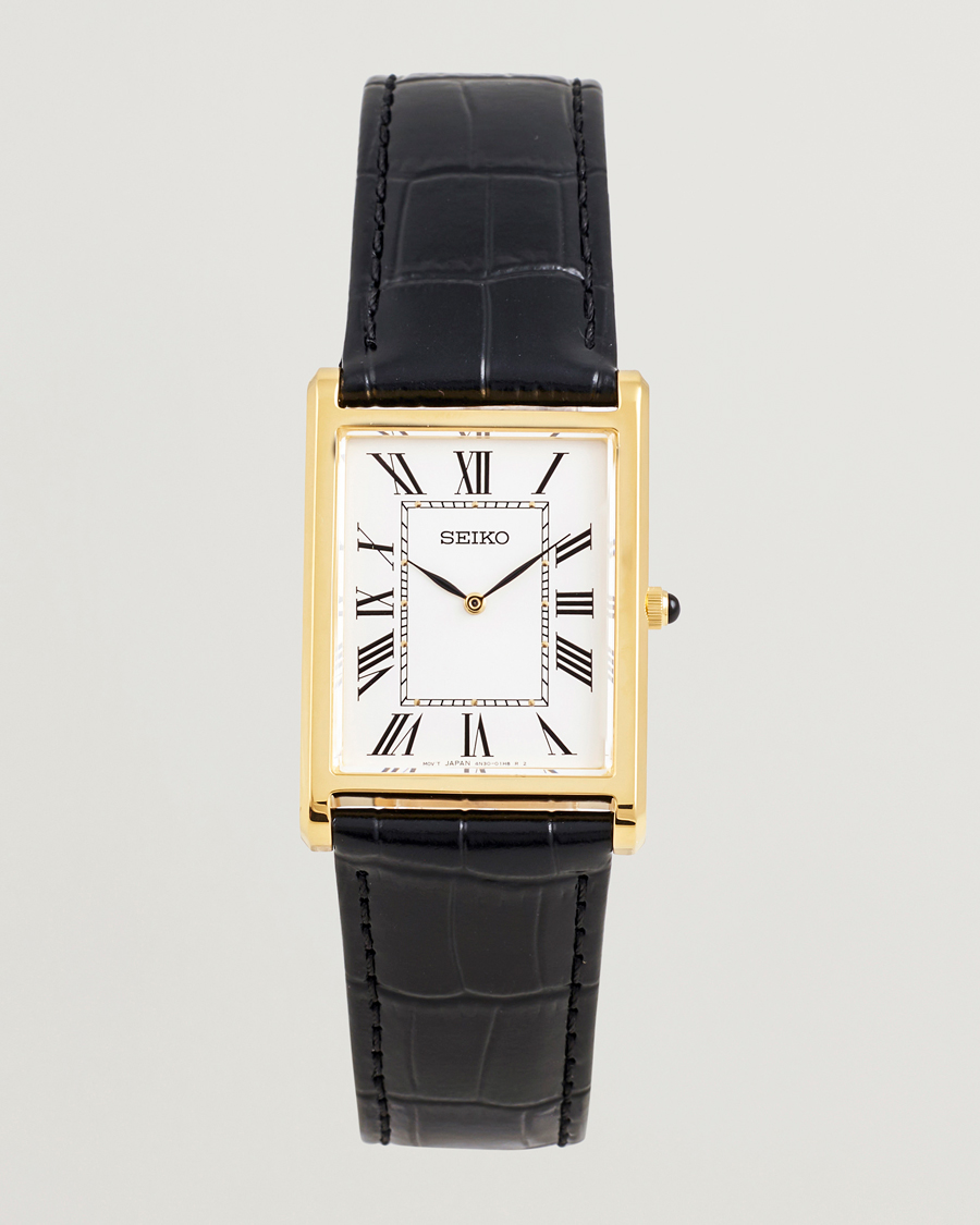 Herre | Seiko Quartz Gold Leather 28mm White Dial | Seiko | Quartz Gold Leather 28mm White Dial