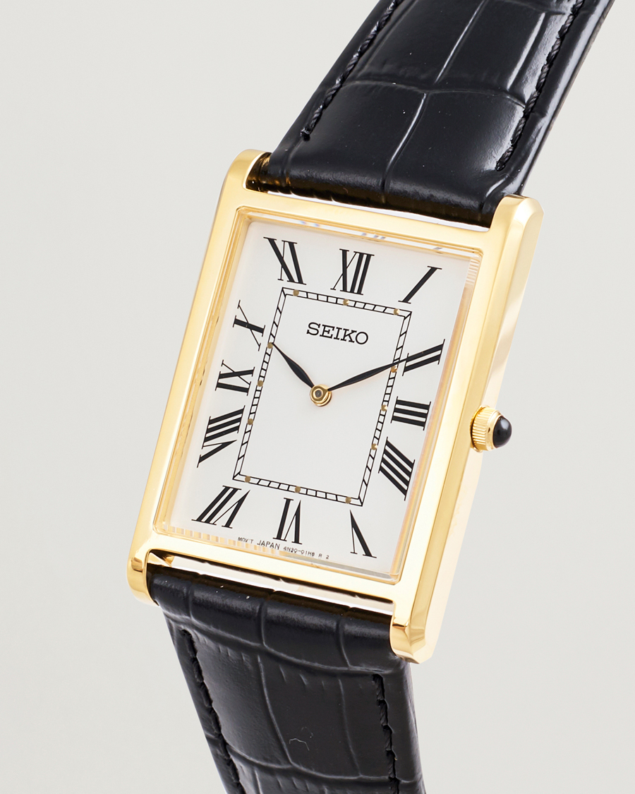 Herre | Seiko Quartz Gold Leather 28mm White Dial | Seiko | Quartz Gold Leather 28mm White Dial