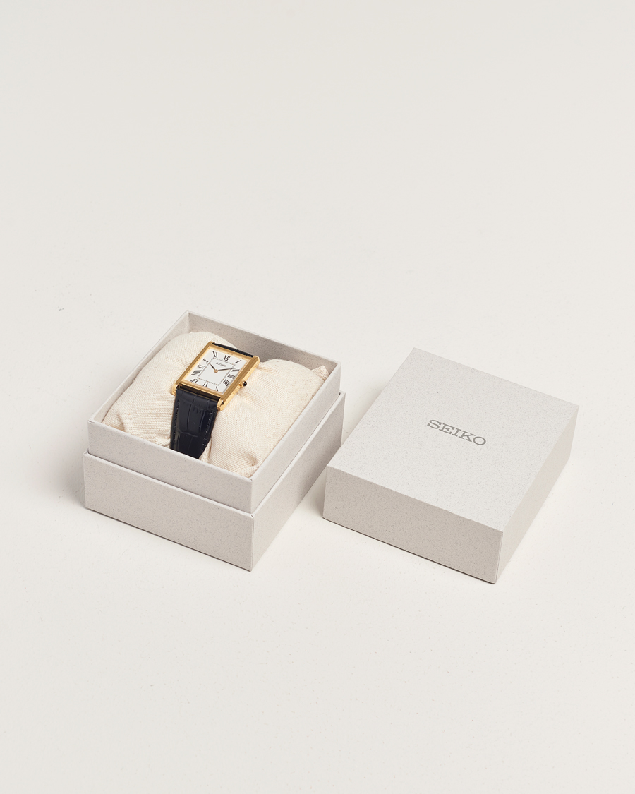 Herre | Seiko Quartz Gold Leather 28mm White Dial | Seiko | Quartz Gold Leather 28mm White Dial