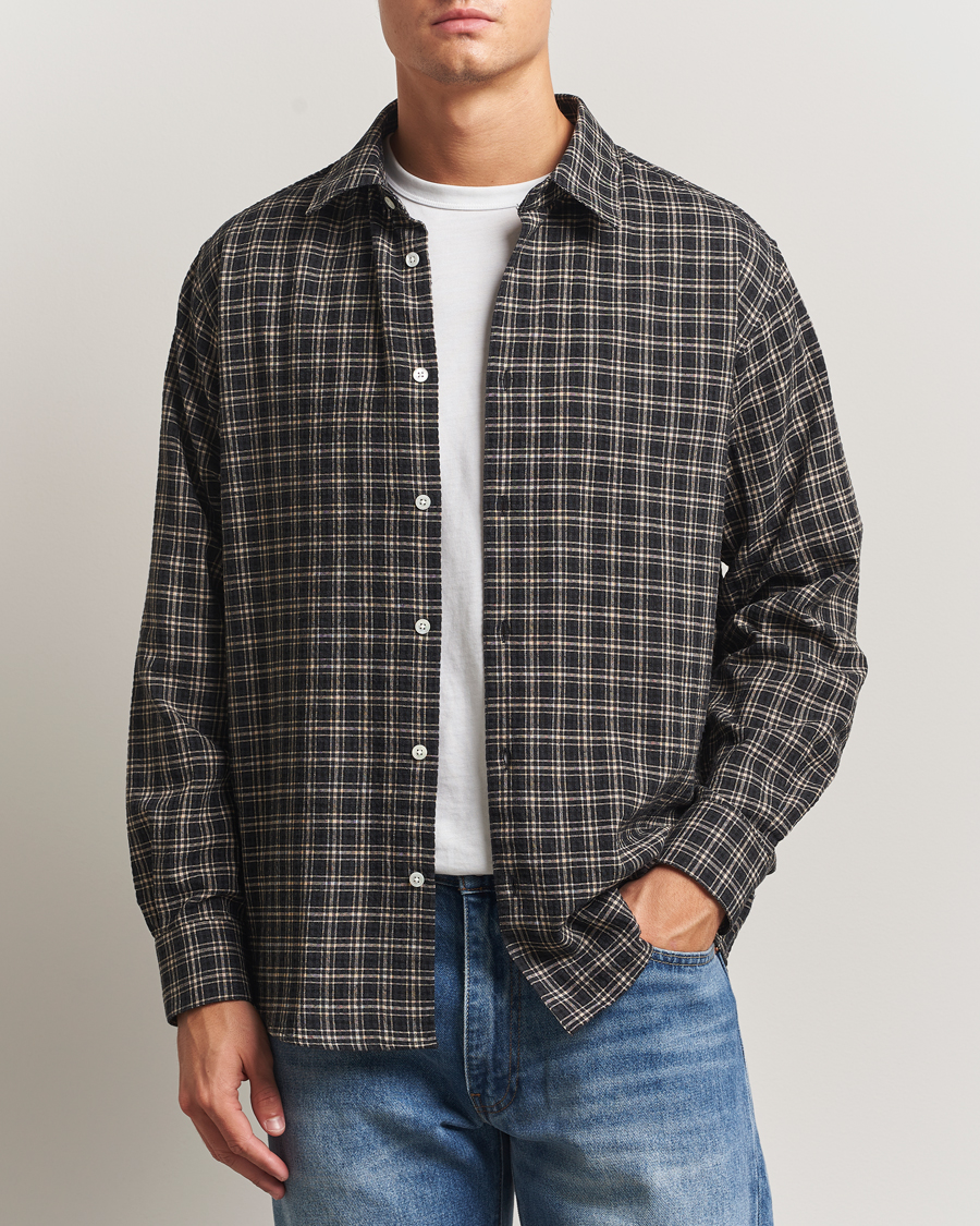 Herre | Skjorter | A Day's March | Landon Checked Shirt Black