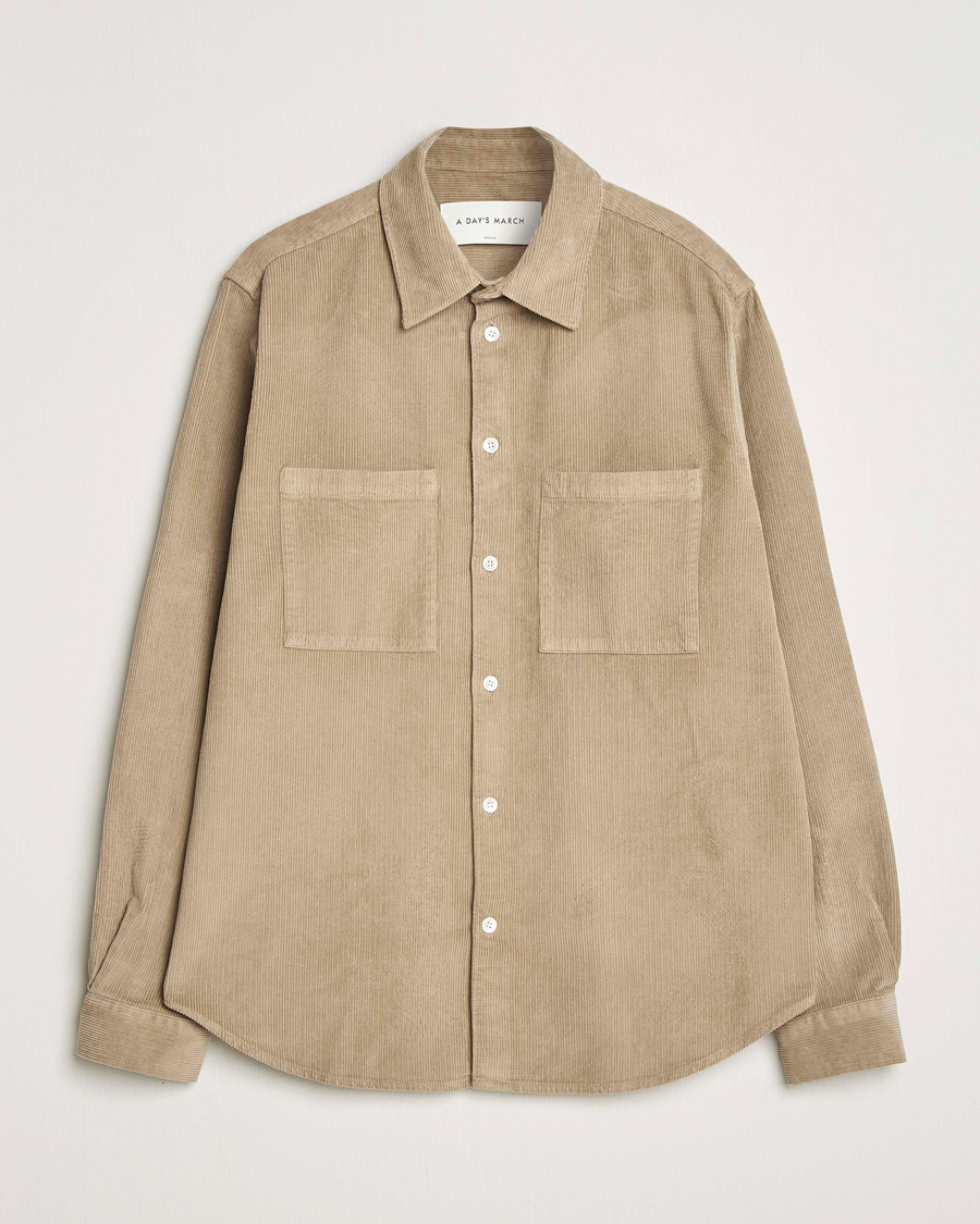 Herre | Skjorter | A Day's March | Rupert Cord Shirt Greige
