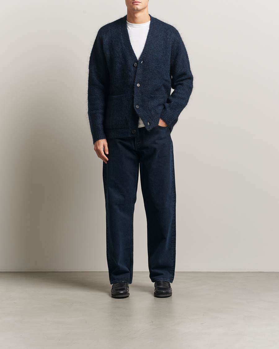 Herre | Trøjer | A Day's March | Jarrow Mohair Cardigan Indigo Blue