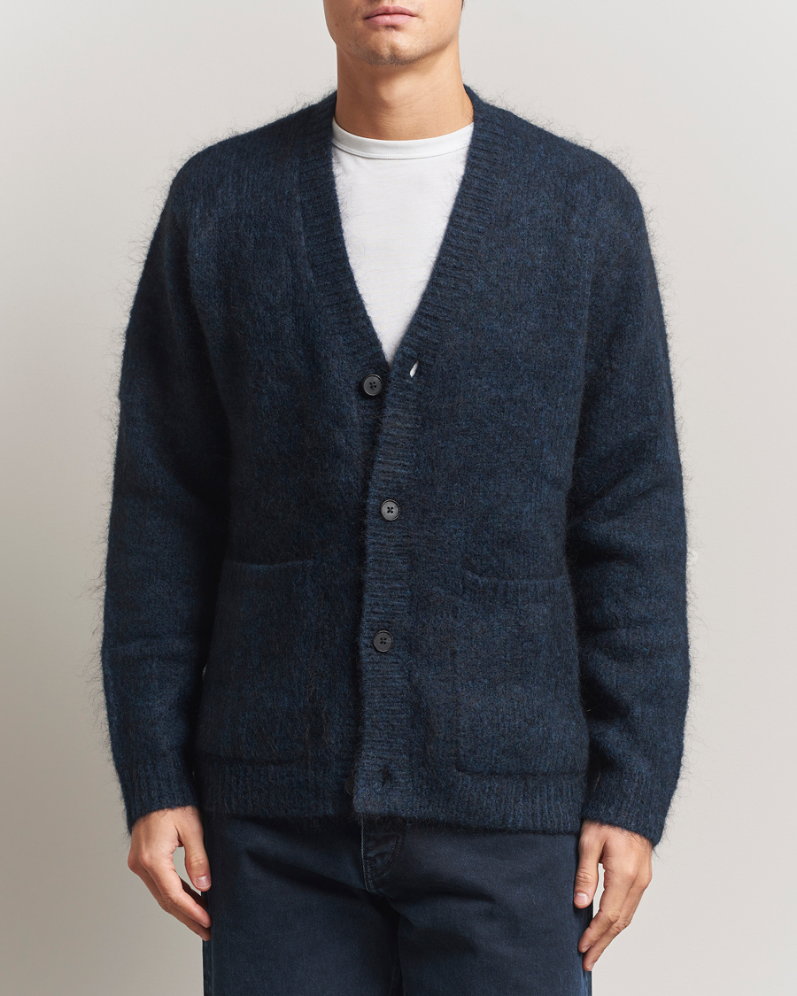Herre | Trøjer | A Day's March | Jarrow Mohair Cardigan Indigo Blue