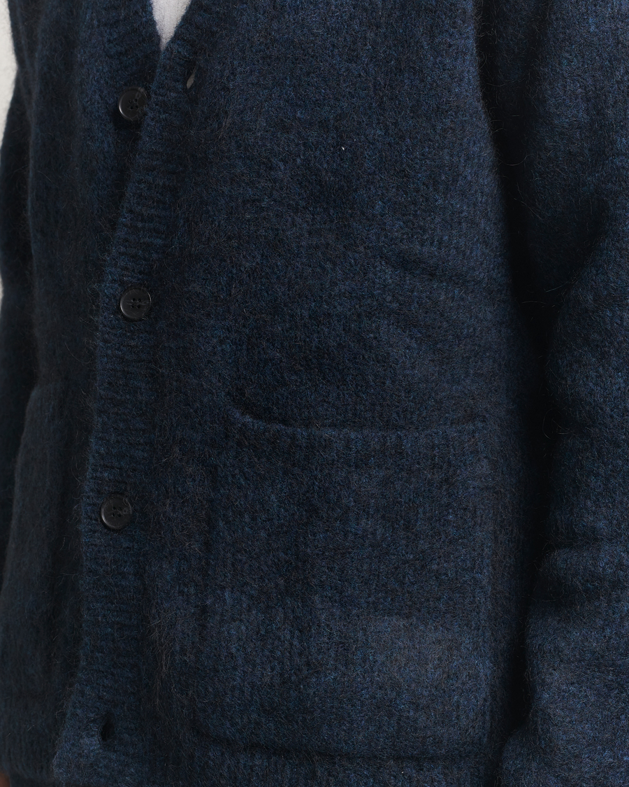 Herre | Trøjer | A Day's March | Jarrow Mohair Cardigan Indigo Blue