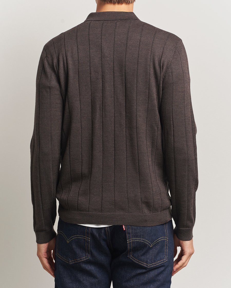 Herre | Trøjer | A Day's March | Ambroz Structured Merino Polo Brown Melange