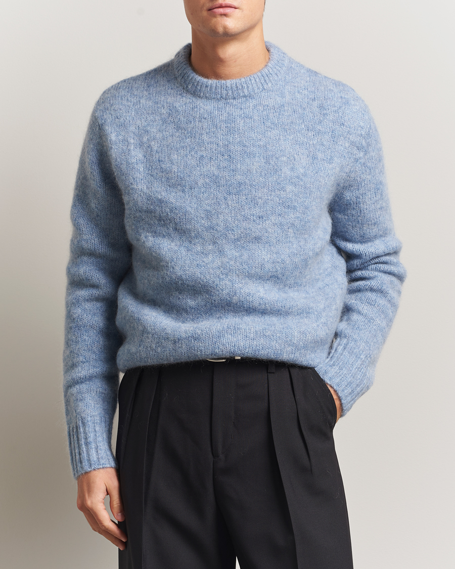 Herre | Trøjer | A Day's March | Tietar Mohair Sweater Light Blue