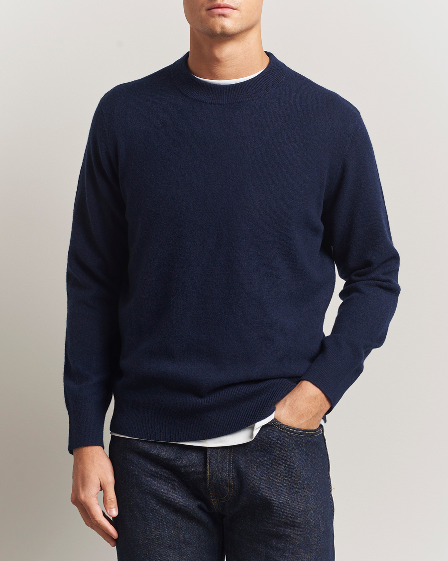 Herre | Trøjer | A Day's March | Marlow Cashmere Blend Sweater Navy