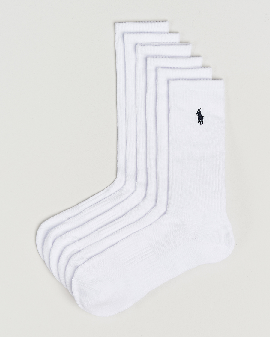 Herre | Undertøj | Polo Ralph Lauren | 6-Pack Cotton Crew Socks White