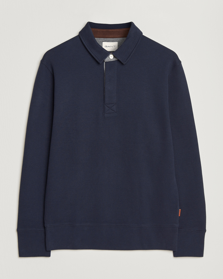 Herre | Polotrøjer | Gant | Light Sacker Rib Long Sleeve Polo Evening Blue
