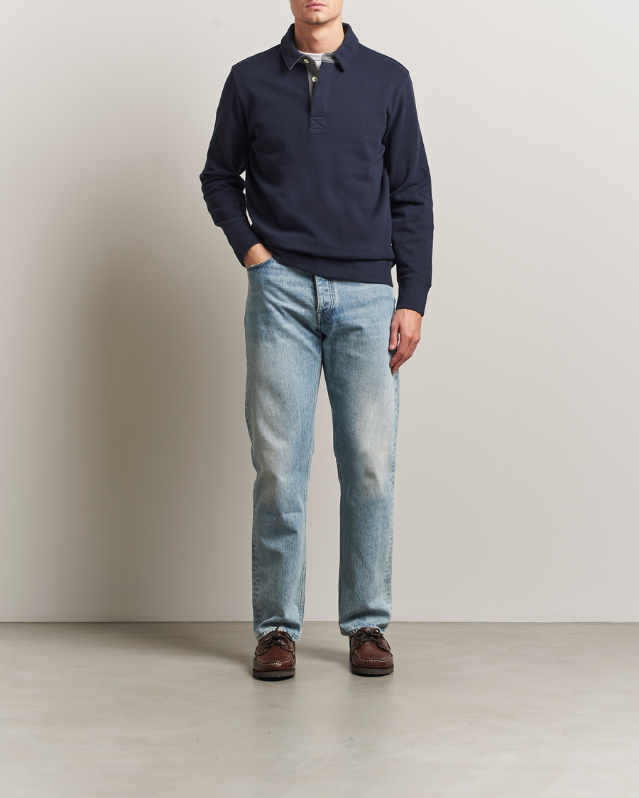 Herre | Polotrøjer | Gant | Light Sacker Rib Long Sleeve Polo Evening Blue