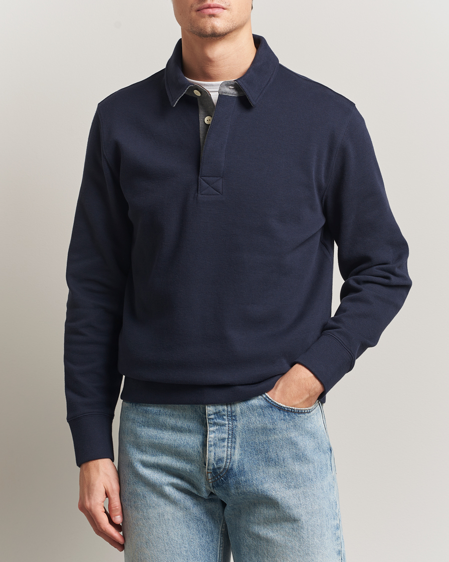 Herre | Polotrøjer | Gant | Light Sacker Rib Long Sleeve Polo Evening Blue