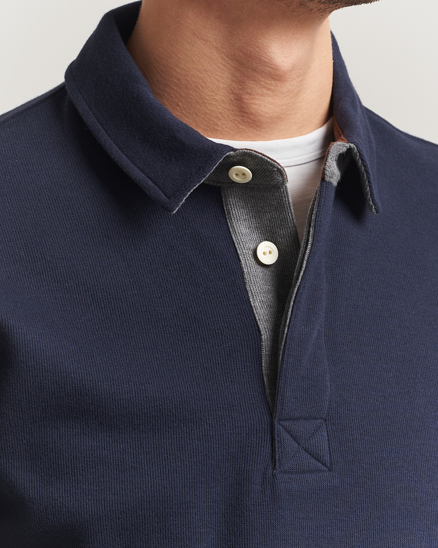 Herre | Polotrøjer | Gant | Light Sacker Rib Long Sleeve Polo Evening Blue